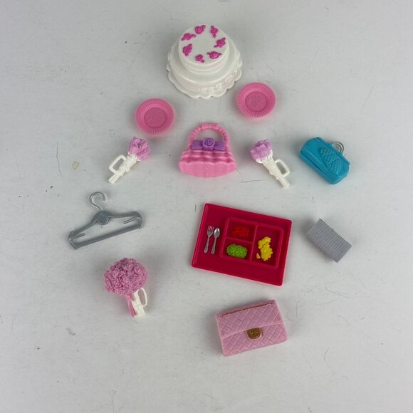 Barbie Accessories Lot Cake Purses Flowers Vintage Blue Purse American Girl Doll - Picture 1 of 11